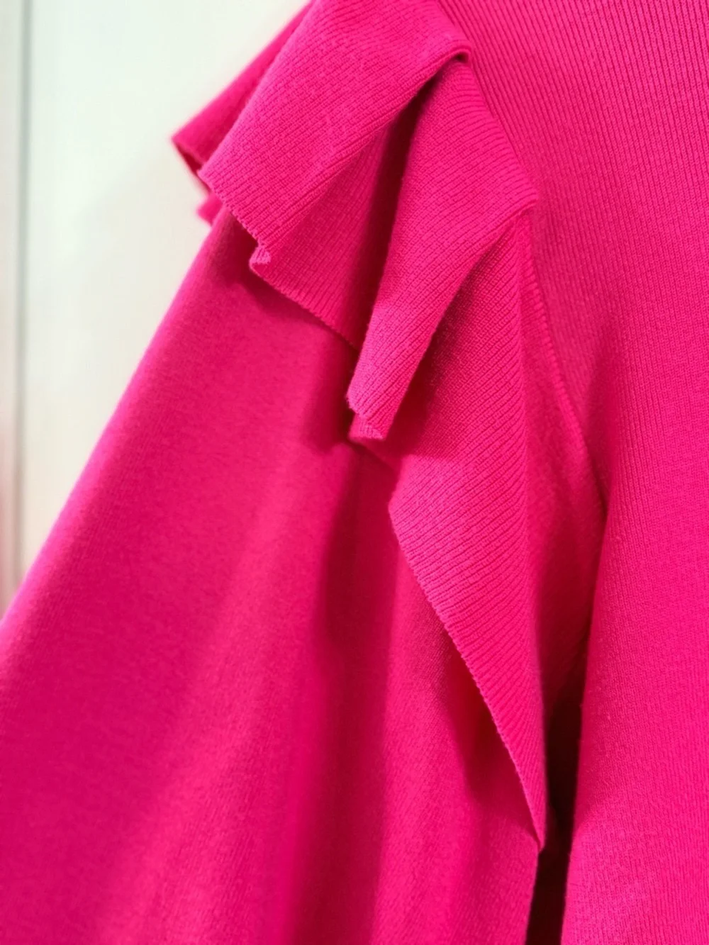 Marie Oliver Hot Pink Ruffle Sweater |Romantic Feminine Statement Piece (M)